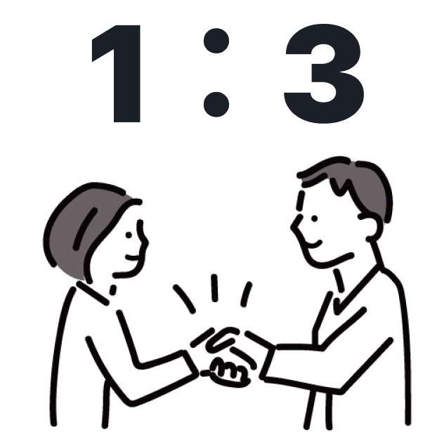 男女比 1:3 のイラスト